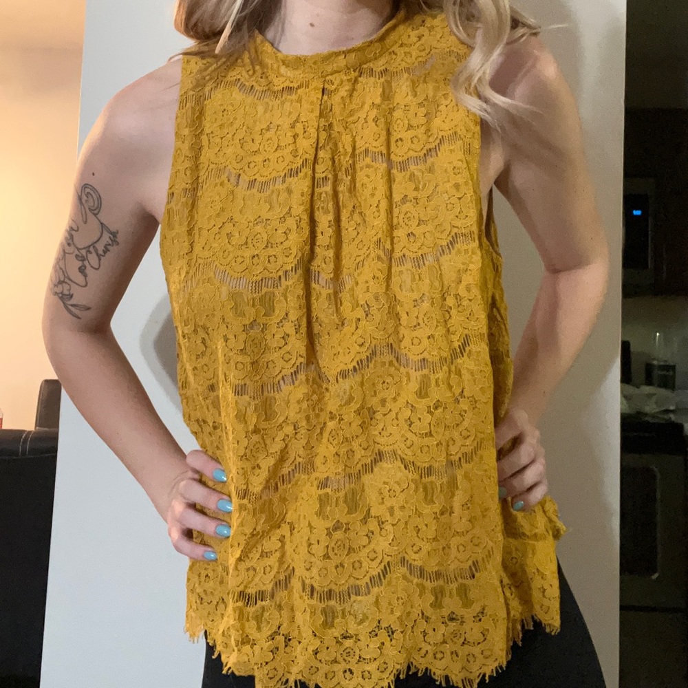 Lace High Neck Top
